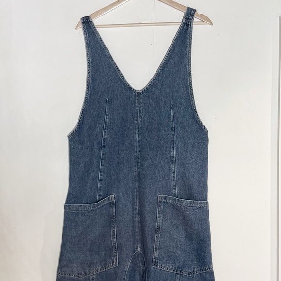 FP We the Free High Roller Baggy Denim Overalls Size S Oversized Boho Pockets - Picture 4 of 14